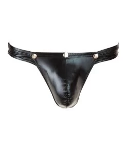 Svenjoyment Black Wet Look Thong With Press Studs -Sex Toy Store 21108491701 hollow nor b