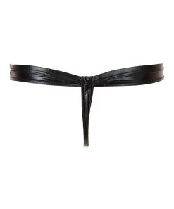 Svenjoyment Black Wet Look Thong With Press Studs -Sex Toy Store 21108491701 hollow rs