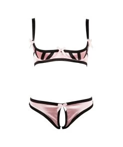 Cottelli Lingerie Pink Shelf Bra With Crotchless Briefs -Sex Toy Store 22203773231 hollow nor b