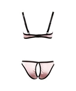 Cottelli Lingerie Pink Shelf Bra With Crotchless Briefs -Sex Toy Store 22203773231 hollow rs
