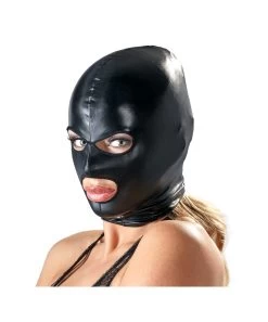 Bad Kitty Black Open Mouth & Eyes Wet Look Hood Mask