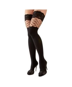 Cottelli Lingerie Black Hold-up Stockings With Net