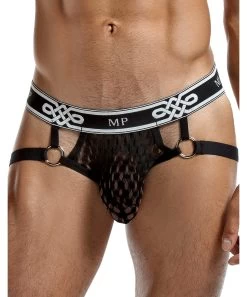 Male Power Peep Show Black Net Jock -Sex Toy Store 398223BK i