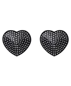 Obsessive Black Heart-shaped Rhinestone Pasties