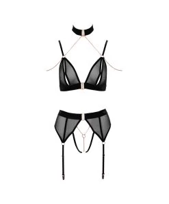 Abierta Fina Black Sheer Mesh Suspender Lingerie Set -Sex Toy Store abierta fina black sheer mesh suspender lingerie set 5