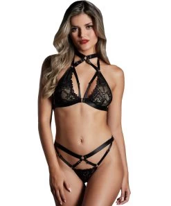 Allure Lingerie The Sweetest Black Strappy Lingerie Set
