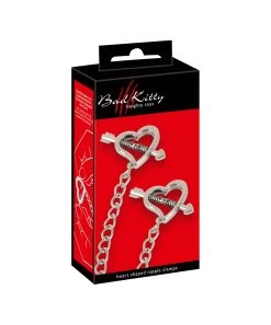 Bad Kitty Heart Shaped Nipple Clamps With Chain -Sex Toy Store bad kitty heart shaped nipple clamps with chain 5