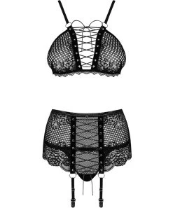 Obsessive Basitta Black Net Suspender Set -Sex Toy Store basitta black net suspender set f