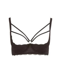 Cottelli Lingerie Black Lace Shelf Bra With Decorative Straps -Sex Toy Store black lace shelf bra with decorative straps f