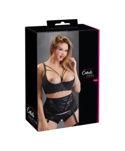 Cottelli Lingerie Black Lace Shelf Bra With Decorative Straps -Sex Toy Store black lace shelf bra with decorative straps p