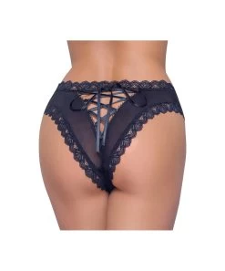 Cottelli Lingerie Black Sheer Mesh Panties With Lacing