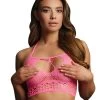 Le Désir Bliss Pink Net Halter Crop Top -Sex Toy Store bliss pink net halter crop top fm