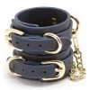 NS Novelties Navy Blue Faux Leather Wrist Cuffs -Sex Toy Store bondage couture navy blue faux leather wrist cuffs
