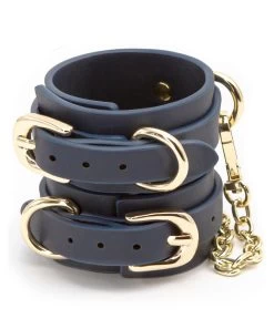 NS Novelties Navy Blue Faux Leather Wrist Cuffs