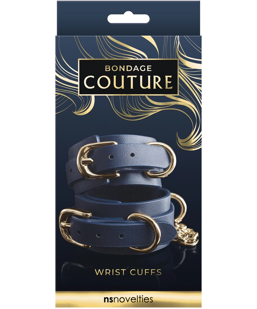 NS Novelties Navy Blue Faux Leather Wrist Cuffs 4 NS Novelties Navy Blue Faux Leather Wrist Cuffs - Image 2