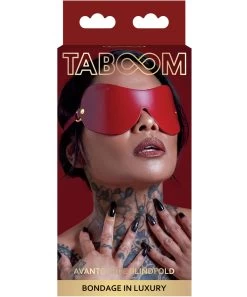 Taboom Burgundy Faux Leather Blindfold -Sex Toy Store burgundy faux leather blindfold p