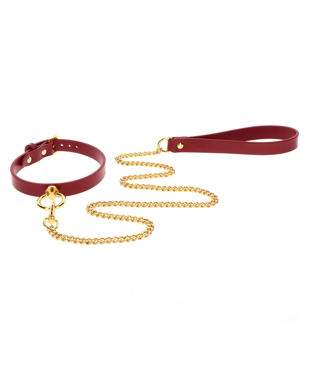 Taboom Burgundy Faux Leather Collar With Leash 4 Taboom Burgundy Faux Leather Collar With Leash - Image 2