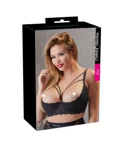 Cottelli Lingerie Black Lace Shelf Bra With Decorative Straps -Sex Toy Store cc 88 10 1