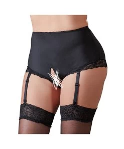 Cottelli Lingerie Black Crotchless Suspender Briefs