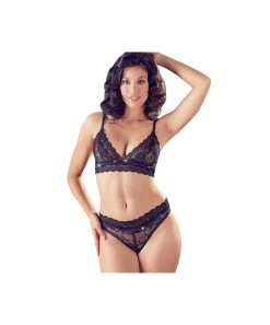 Cottelli Lingerie Black Lace Rhinestone Lingerie Set