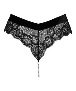 Cottelli Lingerie Black Lace Thong With Chain -Sex Toy Store cottelli lingerie black lace thong with chain 231096110 5