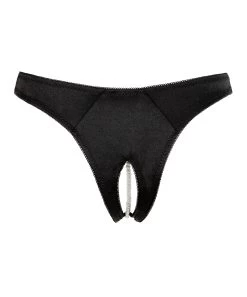 Cottelli Lingerie Black Satin Crotchless String With Pearls -Sex Toy Store cottelli lingerie black satin crotchless string with pearls 4