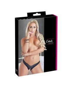 Cottelli Lingerie Black Satin Crotchless String With Pearls -Sex Toy Store cottelli lingerie black satin crotchless string with pearls 5