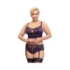 Cottelli Lingerie Purple Suspender Lingerie Set With Black Lace -Sex Toy Store cottelli lingerie purple suspender lingerie set with black lace 1