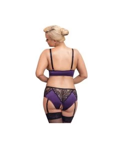 Cottelli Lingerie Purple Suspender Lingerie Set With Black Lace -Sex Toy Store cottelli lingerie purple suspender lingerie set with black lace 3