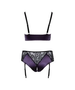 Cottelli Lingerie Purple Suspender Lingerie Set With Black Lace -Sex Toy Store cottelli lingerie purple suspender lingerie set with black lace 5