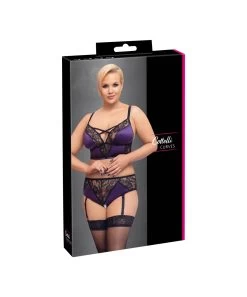 Cottelli Lingerie Purple Suspender Lingerie Set With Black Lace -Sex Toy Store cottelli lingerie purple suspender lingerie set with black lace 7