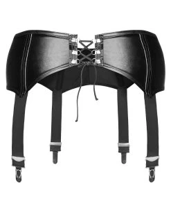 Noir Handmade Black Wet Look Garter Belt -Sex Toy Store f034 black wet look garter belt b