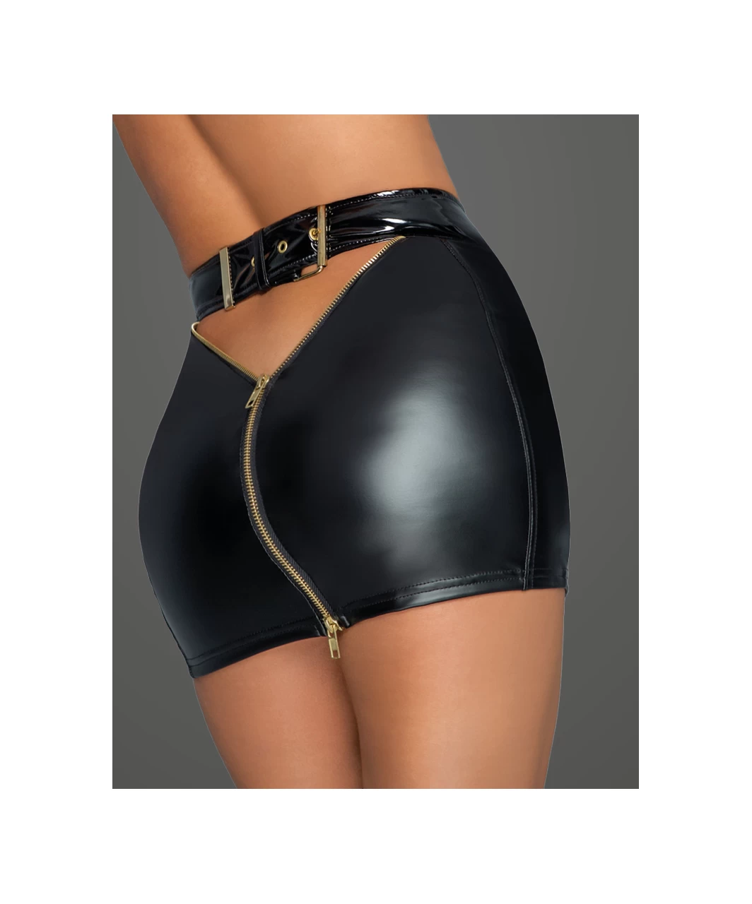 Noir Handmade Black Matte Look Mini Skirt With Zipper 3 Noir Handmade Black Matte Look Mini Skirt With Zipper
