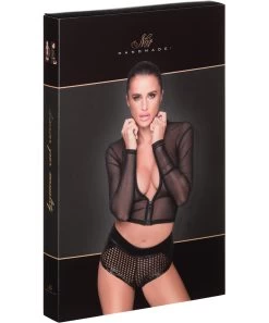Noir Handmade Black Sheer Mesh Crop Top With Zipper -Sex Toy Store f220 black sheer mesh top with zipper p