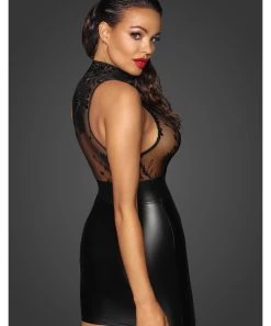 Noir Handmade Black Matte Look & Sheer Mesh Mini Dress 11 Noir Handmade Black Matte Look & Sheer Mesh Mini Dress -Sex Toy Store f241 black matte look sheer mesh mini dress bm