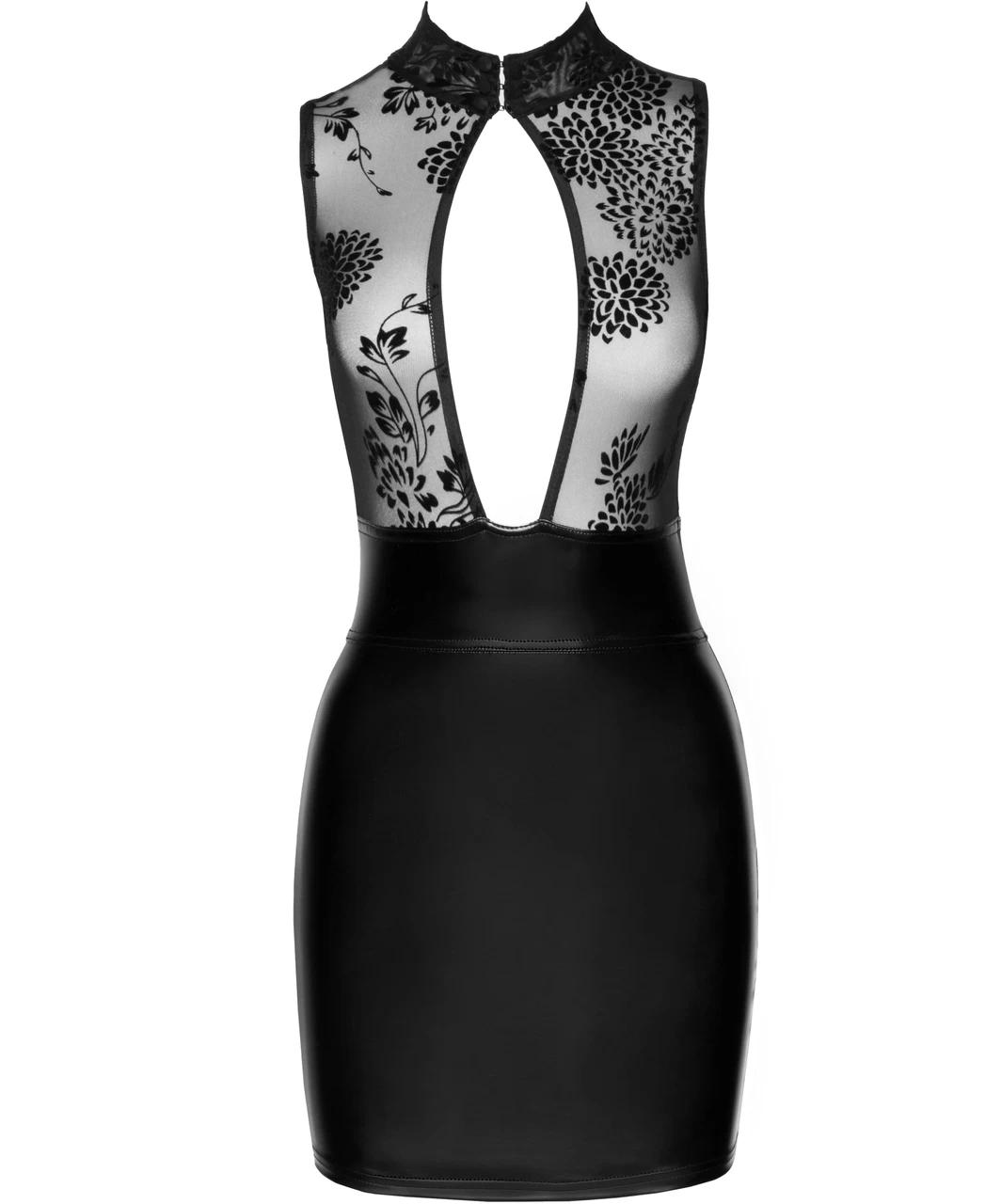 Noir Handmade Black Matte Look & Sheer Mesh Mini Dress 6 Noir Handmade Black Matte Look & Sheer Mesh Mini Dress - Image 4