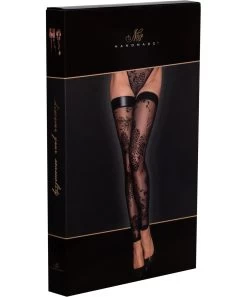Noir Handmade Black Footless Hold-up Stockings With Flock Print -Sex Toy Store f243 black footless stockings with flock embroidery p