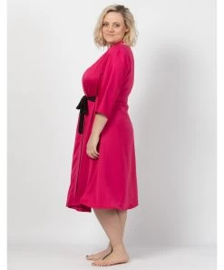 MAKE Bright Pink Robe With Black Sash -Sex Toy Store img 2308