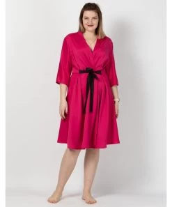MAKE Bright Pink Robe With Black Sash -Sex Toy Store img 3074