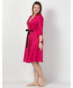 MAKE Bright Pink Robe With Black Sash -Sex Toy Store img 3081