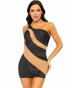 Leg Avenue Glam Vibe Black Rhinestone Mini Dress
