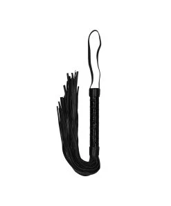 Ouch! Black Faux Leather Flogger With Embossed Handle -Sex Toy Store luxury whip black 3