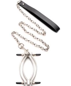 Master Series Pussy Tugger Adjustable Vulva Clamp With Leash