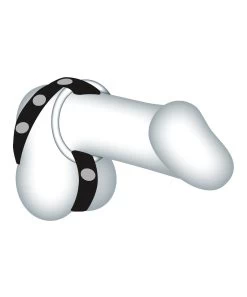 Bad Kitty Metal Cock Rings With Faux Leather Strap -Sex Toy Store metal cock rings with faux leather strap 4