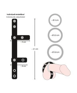 Bad Kitty Metal Cock Rings With Faux Leather Strap -Sex Toy Store metal cock rings with faux leather strap 5