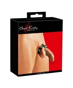 Bad Kitty Metal Cock Rings With Faux Leather Strap -Sex Toy Store metal cock rings with faux leather strap 6