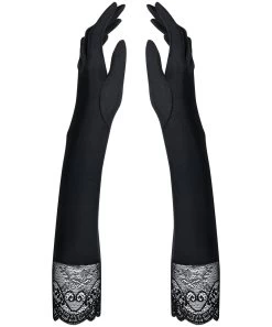 Obsessive Black Satin Evening Gloves