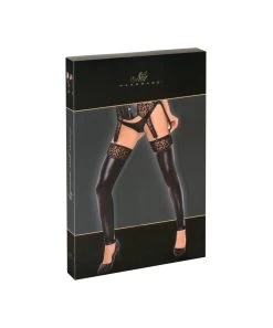 Noir Handmade Black Matte Look Hold-up Stockings With Flock Print -Sex Toy Store noir handmade black matte look hold up stockings with flock print 5