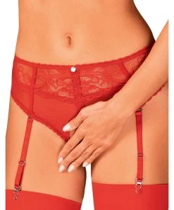 Obsessive Dagmarie Red Crotchless Garter Panties