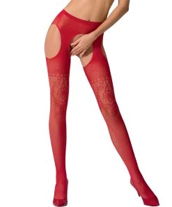 Passion S017 Net Crotchless Tights -Sex Toy Store passion s017 net crotchless tights red 1